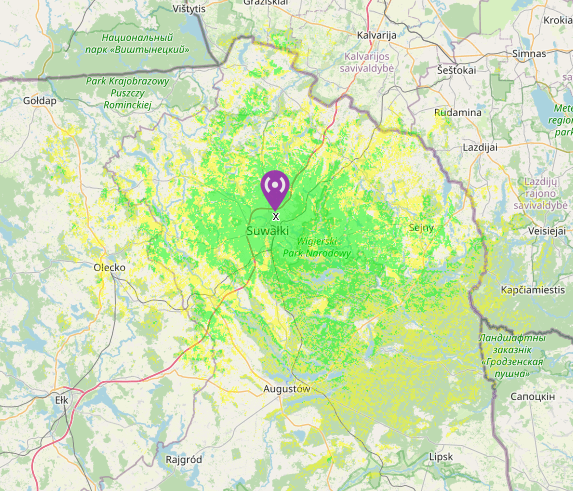 Orientacyjny zasięg hotspota